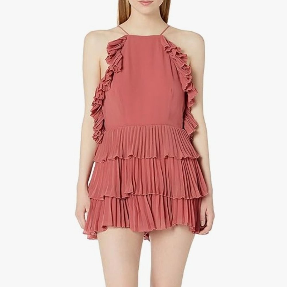 Ruffle, High Neck, Pink/Mauve Romper that's extremely flattering! Only worn once